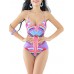 Women Sexy Vintage Criss-cross Straps Beachsuit Lace-up Backless Printing  One-pieces