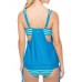 Sexy Stripe Printed Sling Tankinis Wireless Side Hollow Out Lace-Up Swimsuit Sets For Women