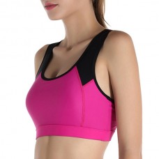 Women Wireless Shockproof Breathable Elastic Overhead Patchwork Yoga Sports Vest Bra