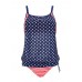 Sexy Stripe Printed Sling Tankinis Wireless Side Hollow Out Lace-Up Swimsuit Sets For Women