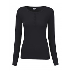 Casual Women Long Sleeve Slim O-Neck Pure Color Buttons T-shirts