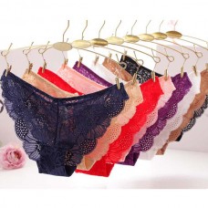Sexy Lace Bow-tied Hollow Out Panties Breathable Flounces Low Rise Briefs