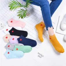 Girls Women Cotton Love Heart Socks Casual College Style Soft Ankle Low Boat Socks