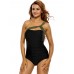 Plus Size Women Tight One-shoulder Halter Beachsuit Black Bodysuit One-pieces