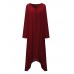Casual Women Solid Color V-Neck Long Sleeve Asymmetric Dress