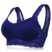 Women Comfort Wireless Lace Mesh Brassiere Solid Color Breathable Sleeping Yoga Bra