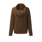 Casual Women Pure Color Long Sleeve Heap Collar Sweater