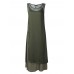 Casual Women Rayon Pure Color Sleeveless Side Slit Retro Maxi Dresses Suit
