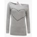 Casual Women Heart Pattern Back Bowknot Long Sleeve Pullover Sweaters